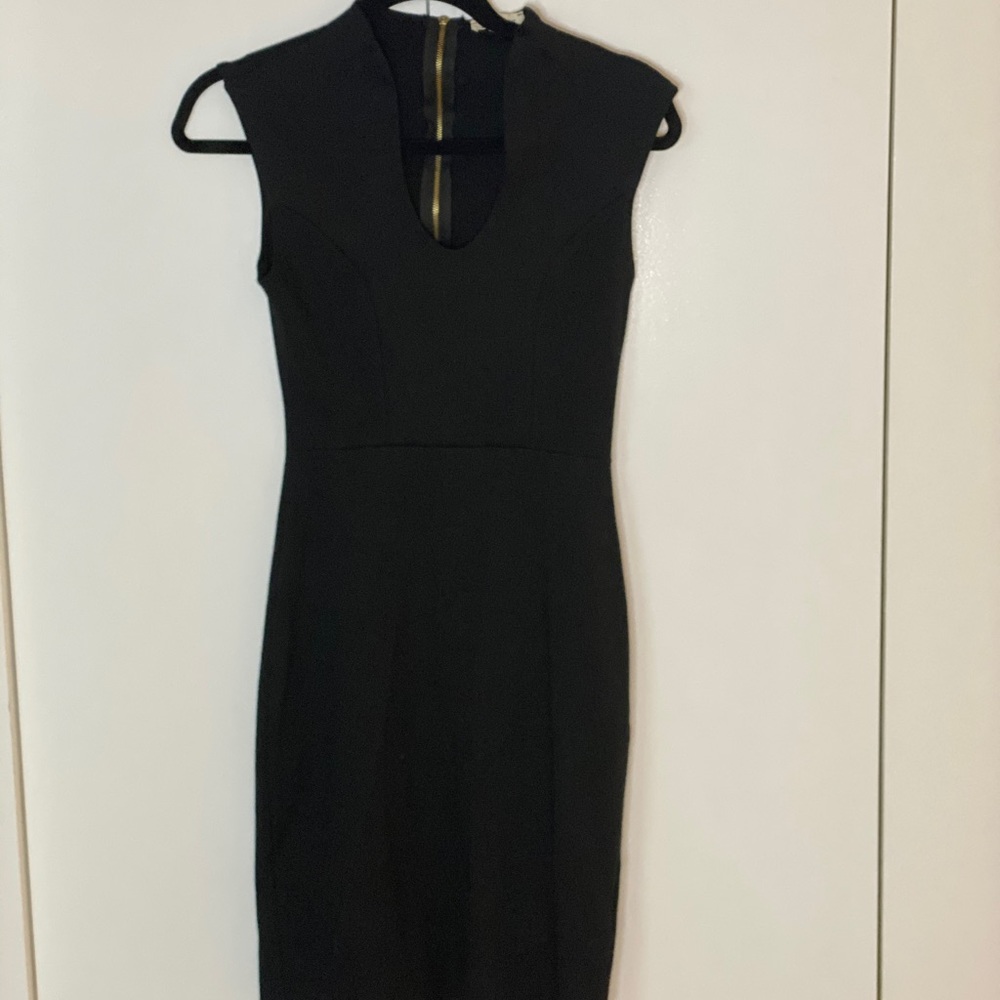 Black Deep-V Sleeveless Dress